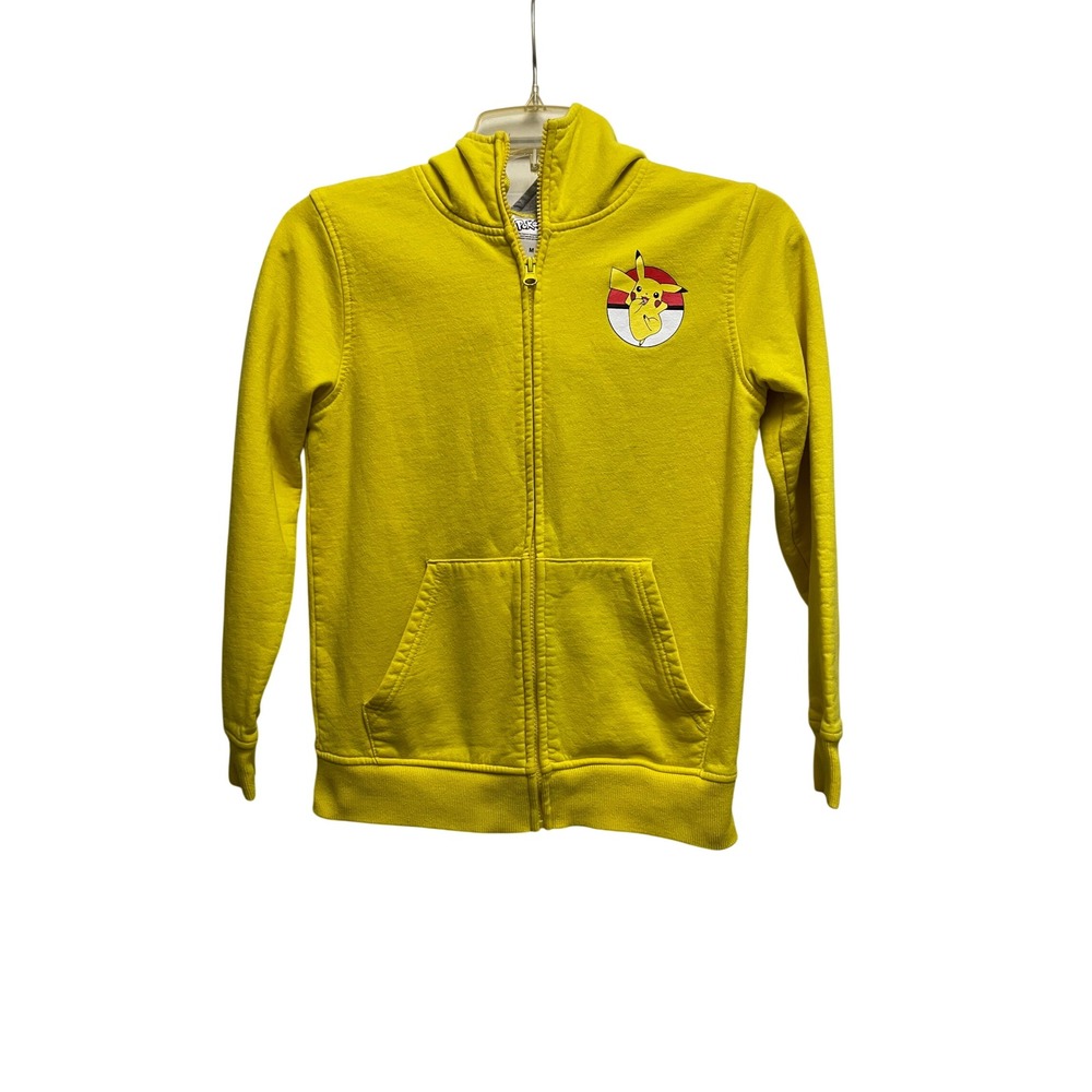Pokemon Pikachu Yellow Full Zip Hoodie with Ears Character Hood Youth Medium